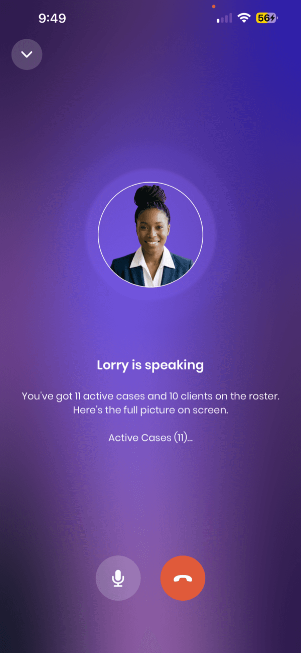 Taking a client call in the Lorry iPhone app